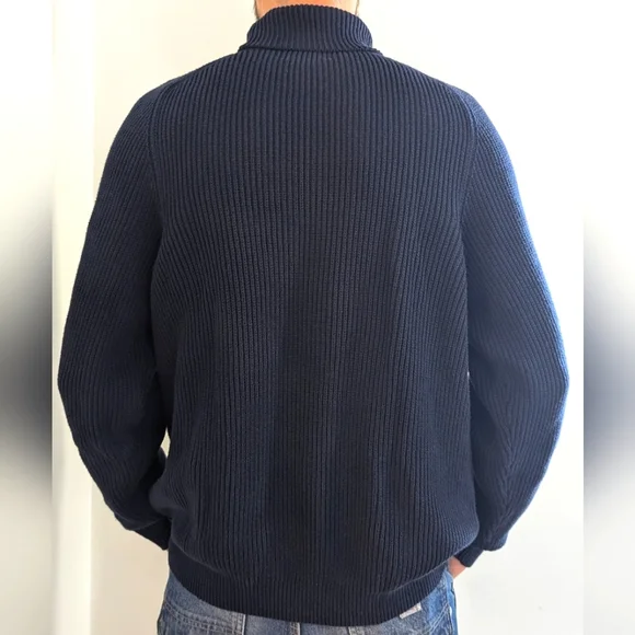 Men's Vintage Navy Cotton Turtleneck Size L - Picture 4 of 12
